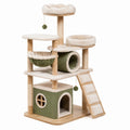 Arbre à chat en bois avec sisal et tissu vert/beige 60x40x120 cm