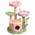 Arbre à chat en bois et peluche rose et violet 50 cm