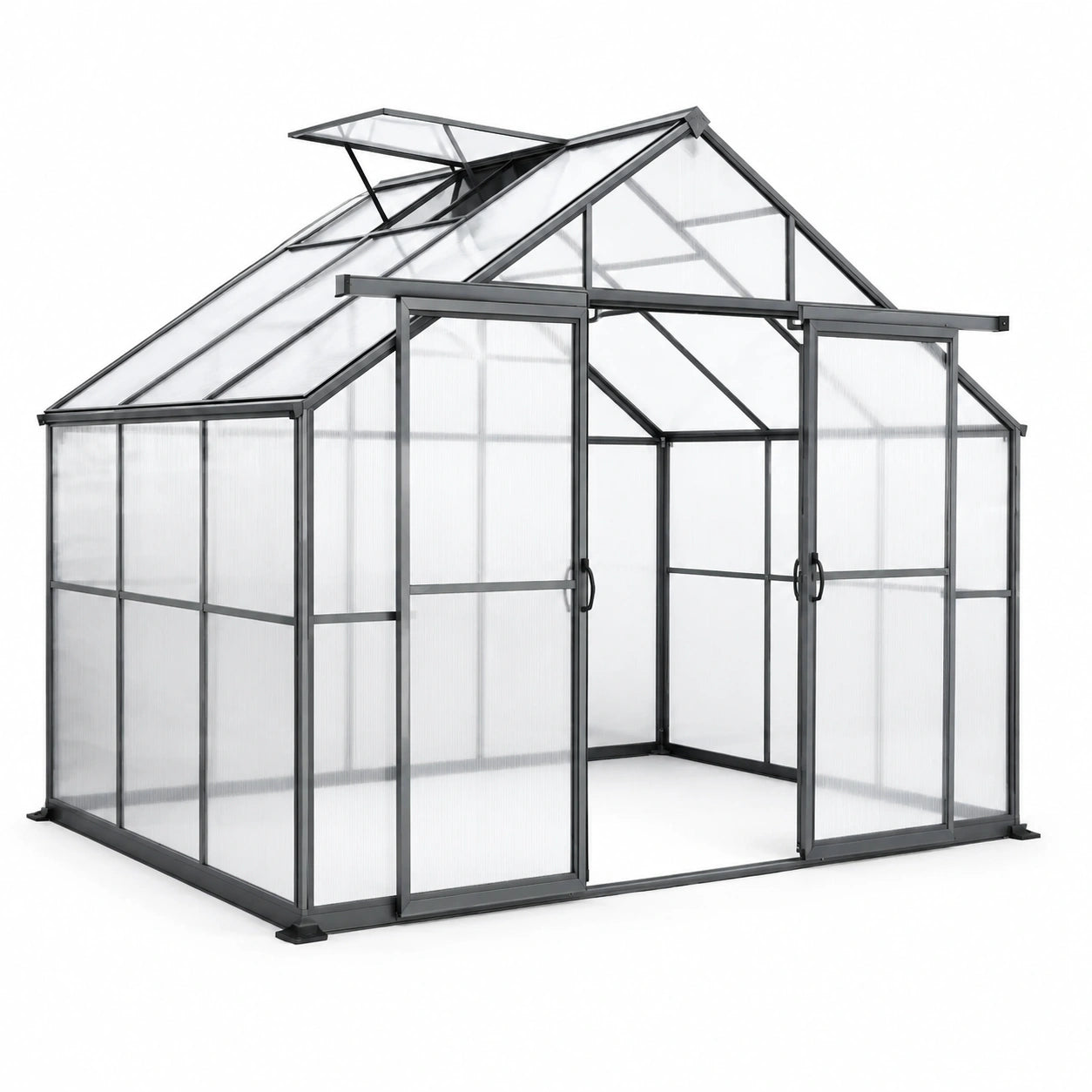Serre de Jardin en Aluminium avec Panneaux en Polycarbonate 4 mm, 190x190x195 cm