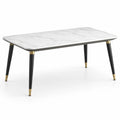 Table en marbre blanc et métal noir avec dorures 140x80x75 cm