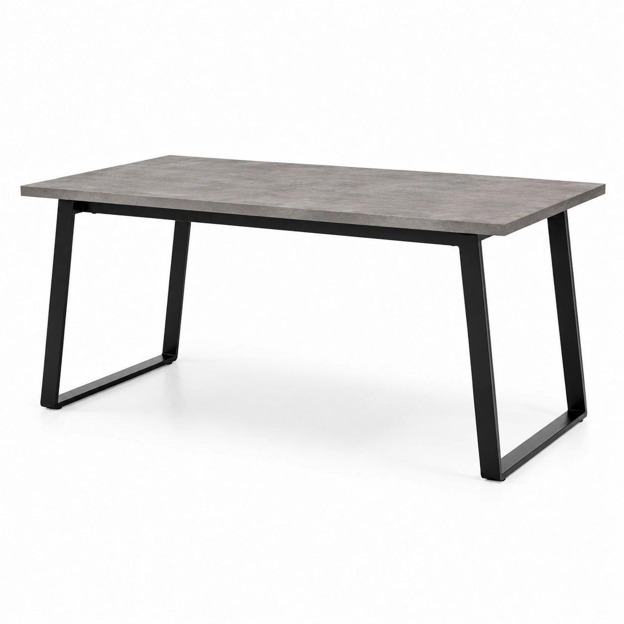 Table rectangulaire effet béton pieds en acier 180x90 cm