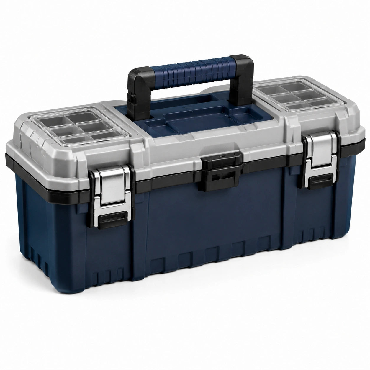 Boîte à outils en plastique avec compartiments multiples Bleue et Grise 50 cm