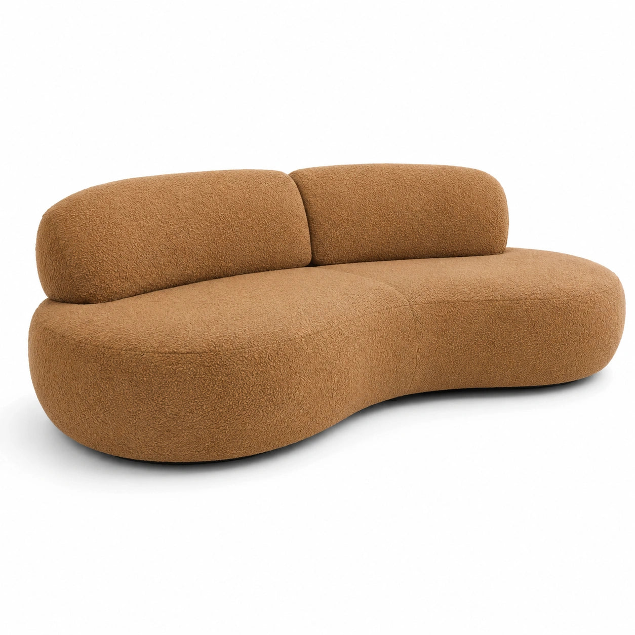 Canapé en forme de haricot en tissu bouclé brun
