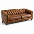 Canapé Chesterfield en cuir marron 3 places