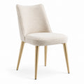 Chaise en tissu bouclé beige avec pieds en métal doré