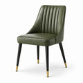 Chaise en cuir PU vert avec pieds en acier