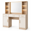 Coiffeuse en bois et métal avec miroir LED