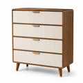 Commode en bois avec tiroirs crème et poignées en métal doré