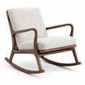 Chaise berçante en bois et tissu blanc